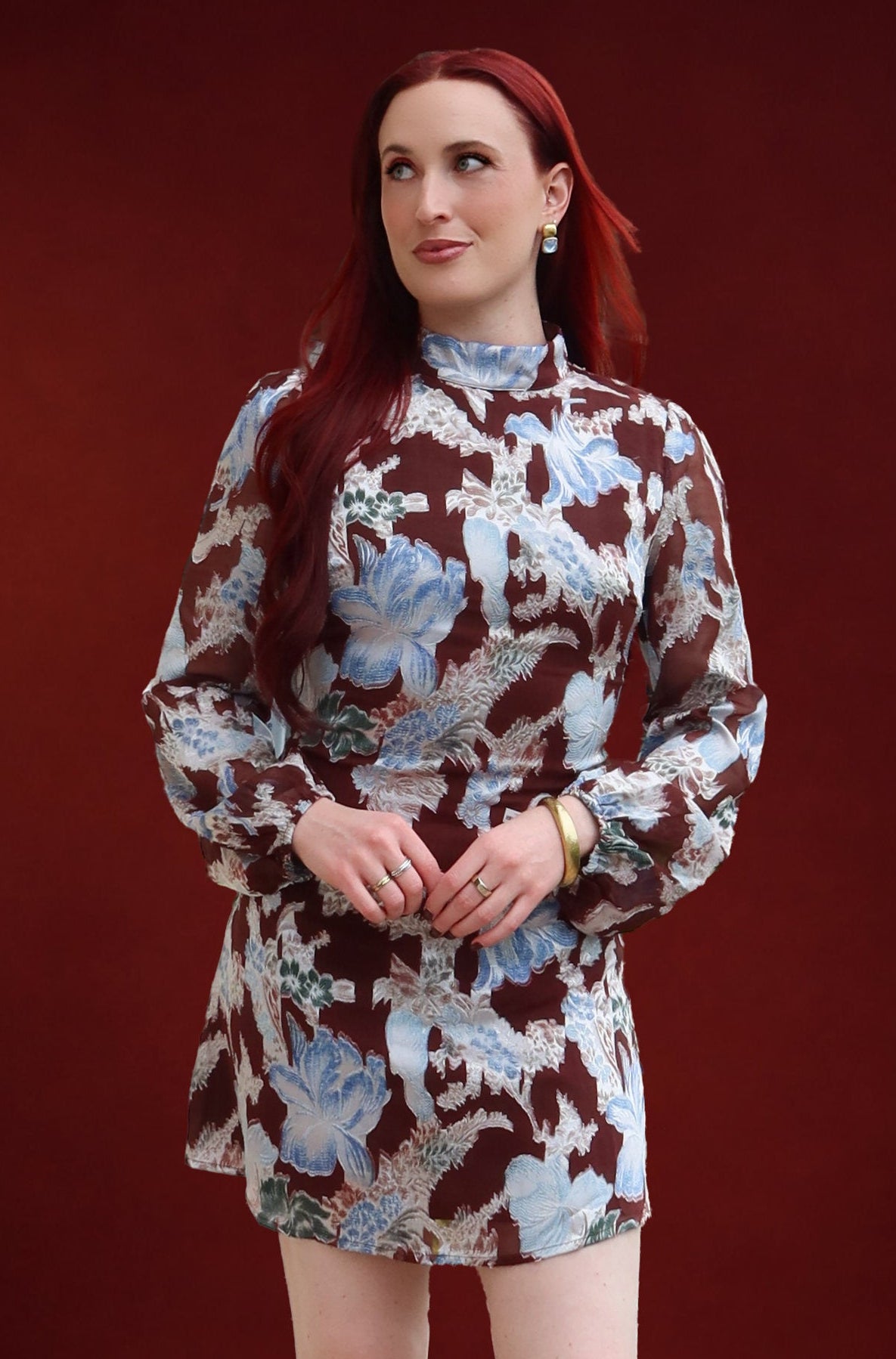 Maura Long Sleeve Mock Neck Mini Dress