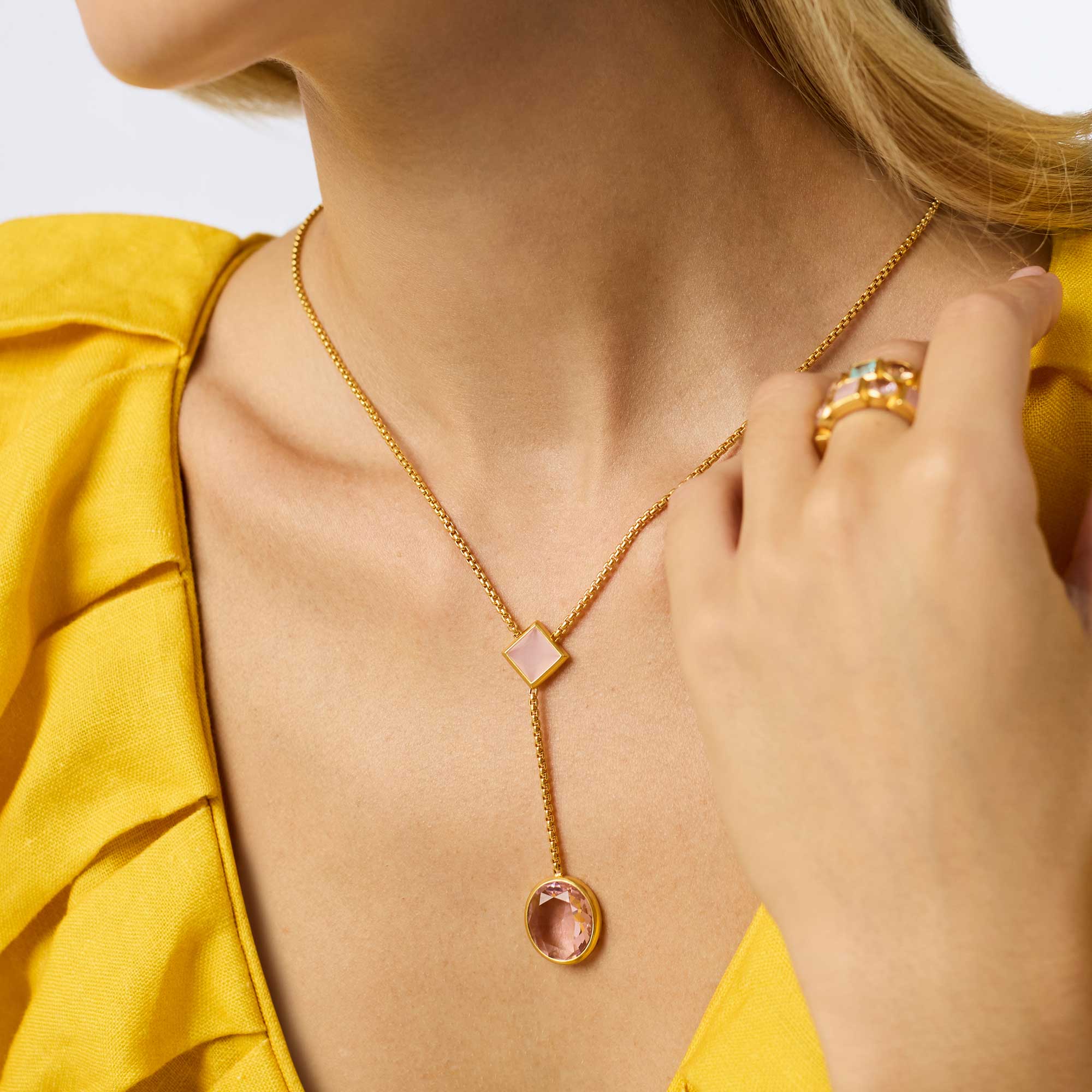 Jolie Lariat Necklace Multi Stone