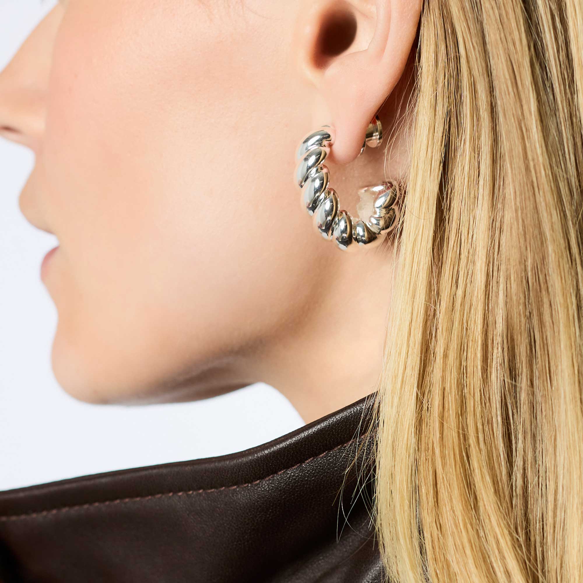 Ravello Statement Hoop in Silver