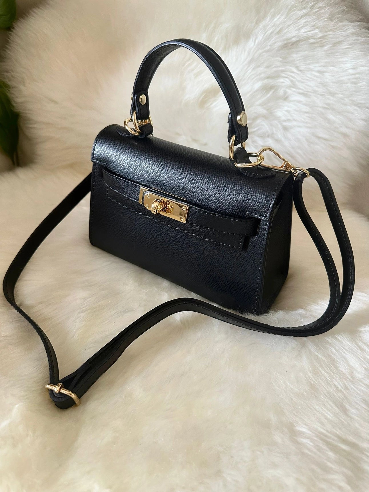 Mini Kallie Genuine Leather Bag in Beige