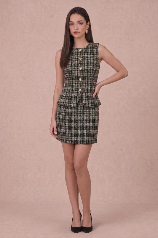 Ella Gold Button Tweed Vest