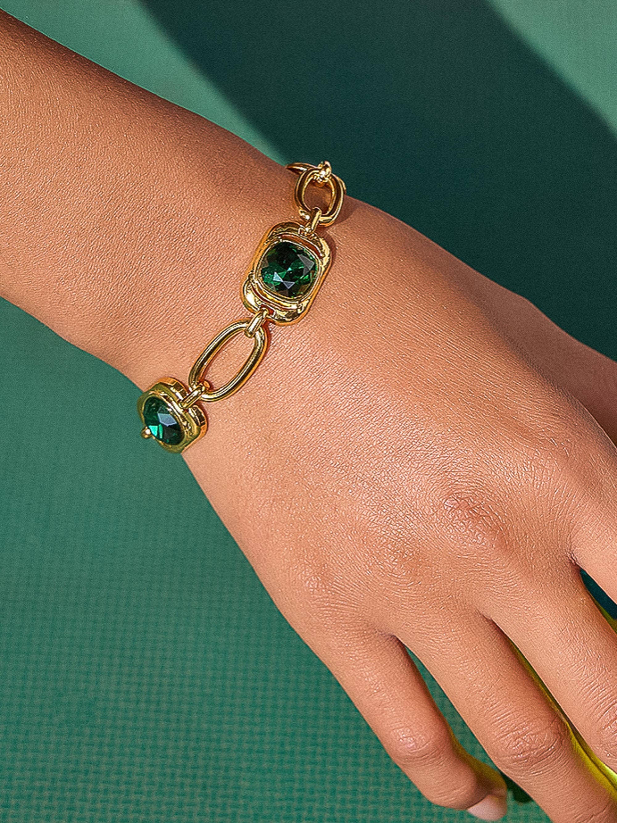 Collins Green CZ Link Bracelet