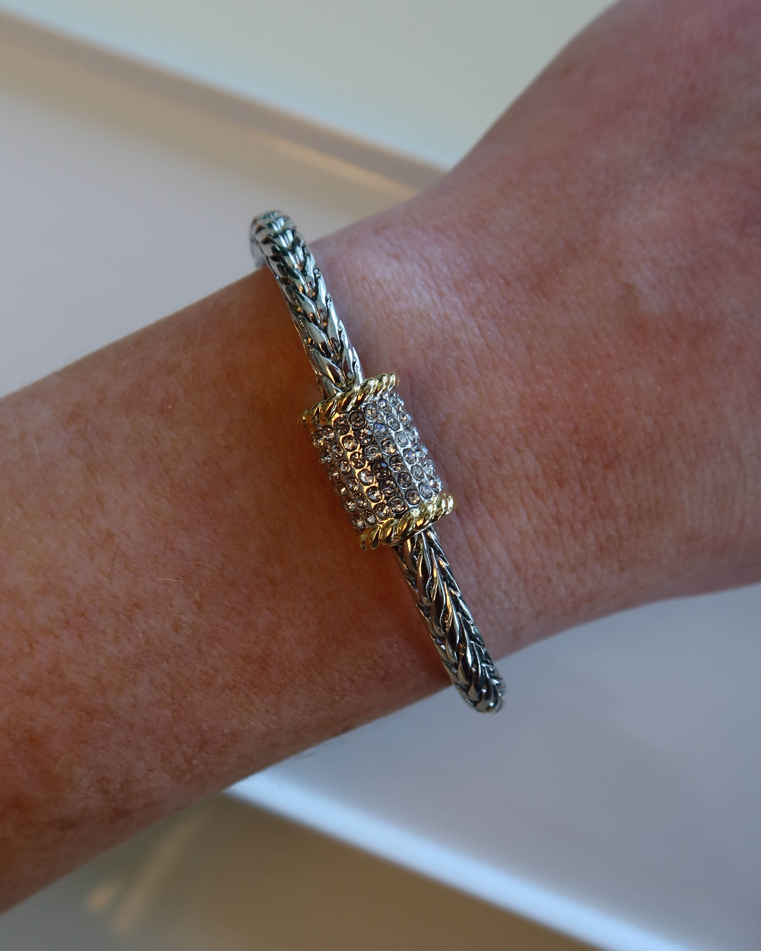 The Silver Luxe Rope Bracelet with CZ and Gold Details