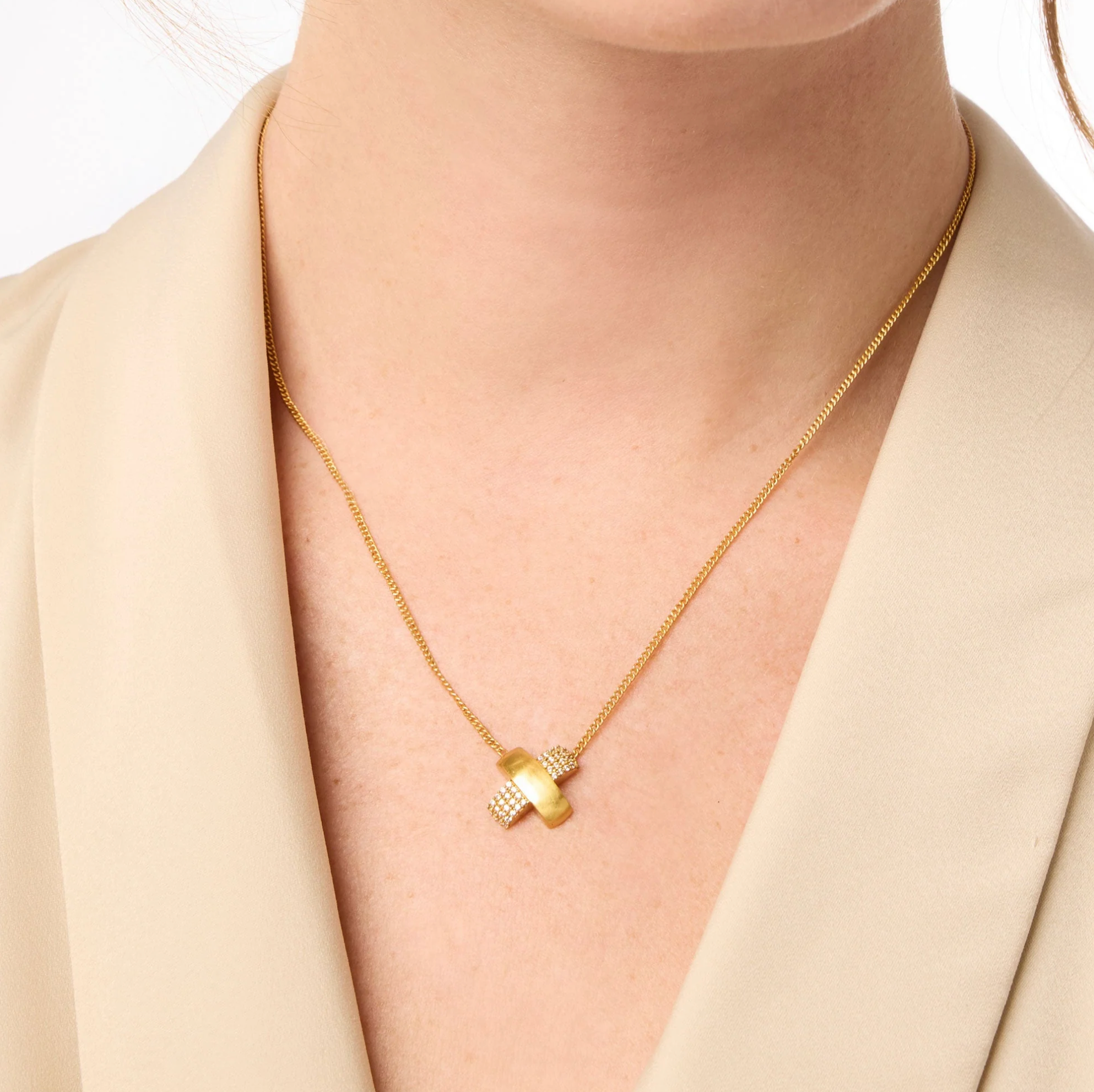 Catalina Pave X Delicate Necklace Pave Cubic Zirconia