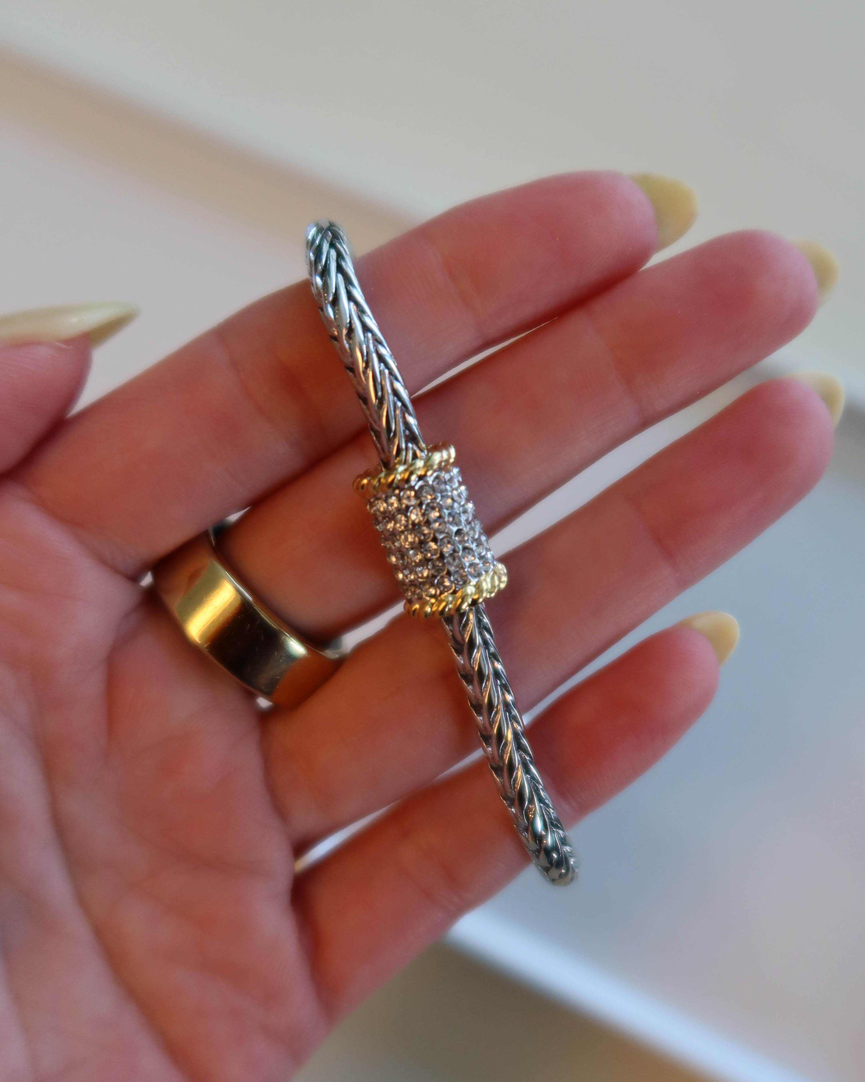 The Silver Luxe Rope Bracelet with CZ and Gold Details