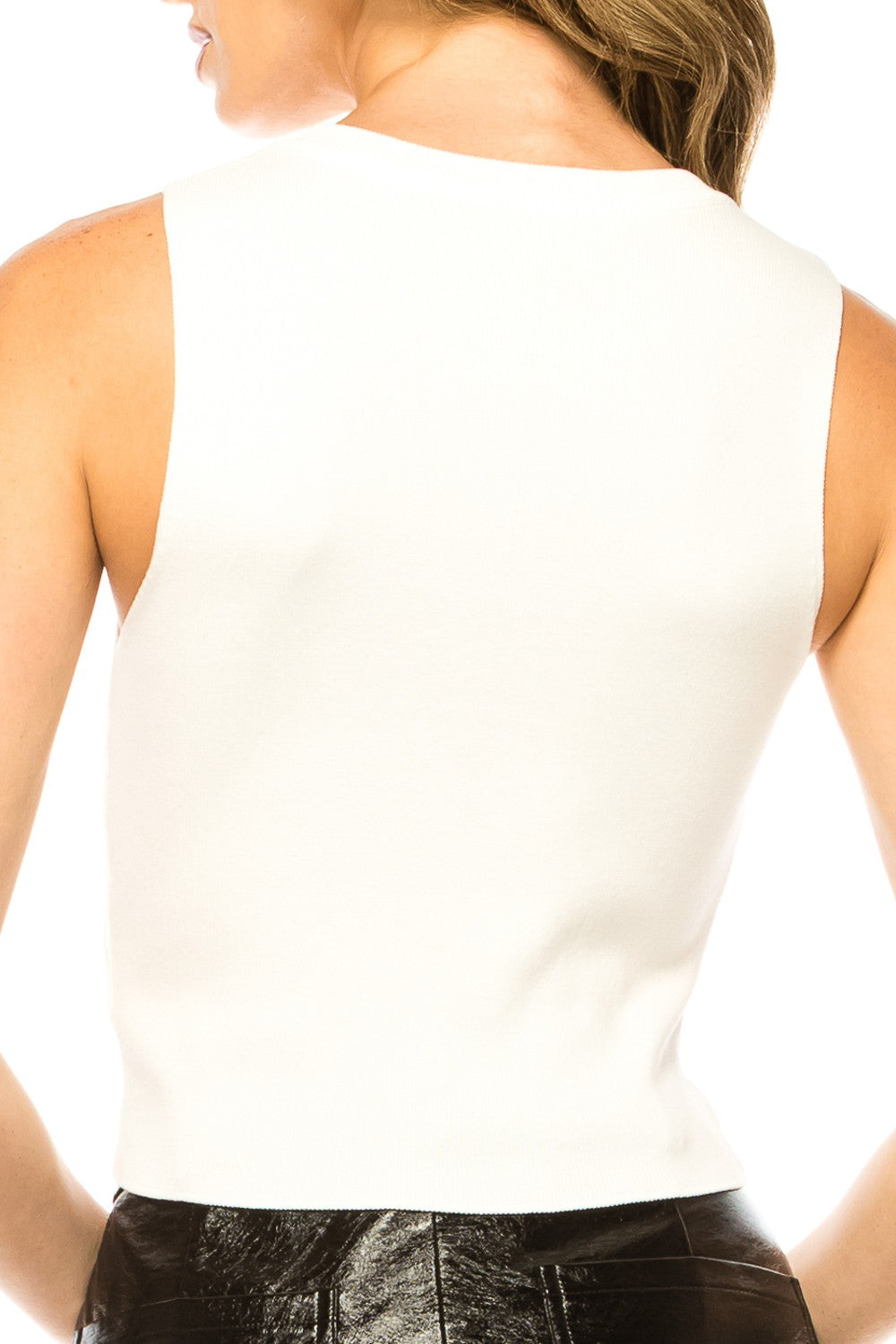 Hazel Knit Top with Crystal Neckline in White