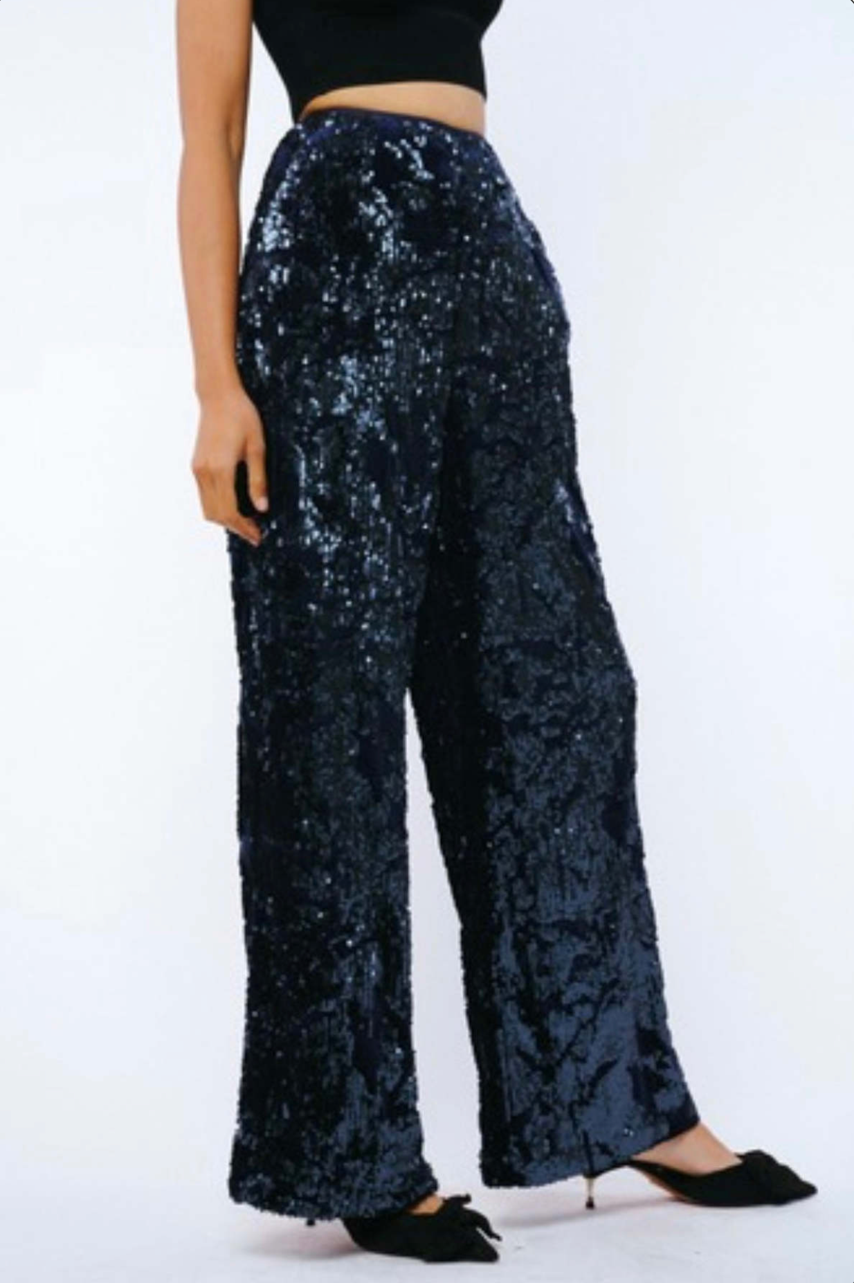 Vivian Navy Velvet Sequin Pant