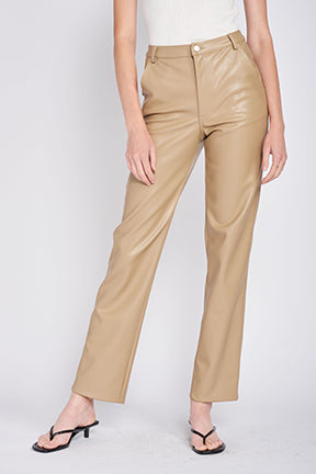 Vegan Leather Pant in Natural