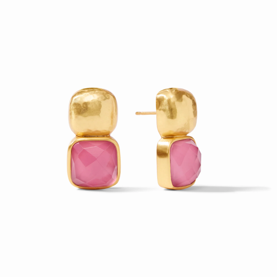 Julie Vos Catalina Earring Gold Iridescent Peacock Blue