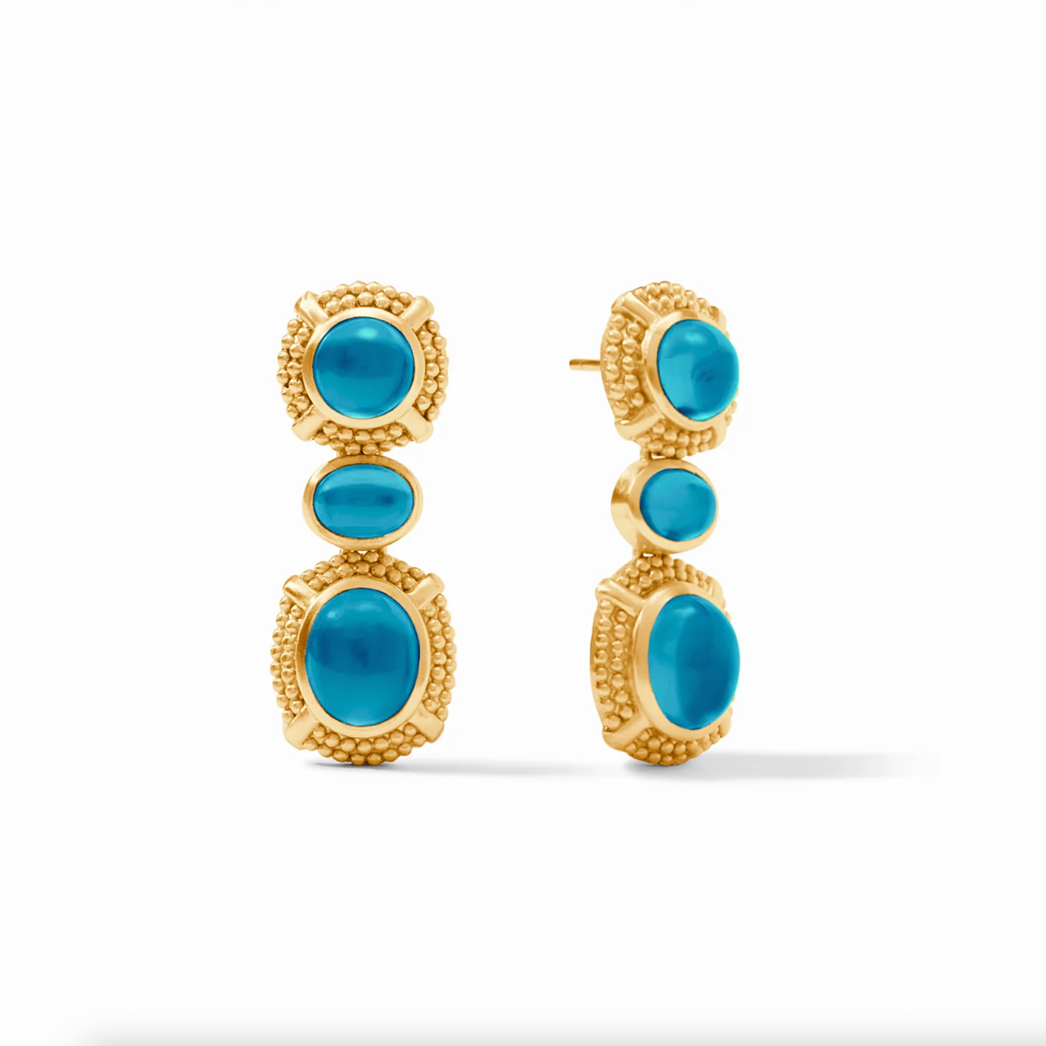 Julie Vos Cabochon Statement Earring Iridescent London Blue