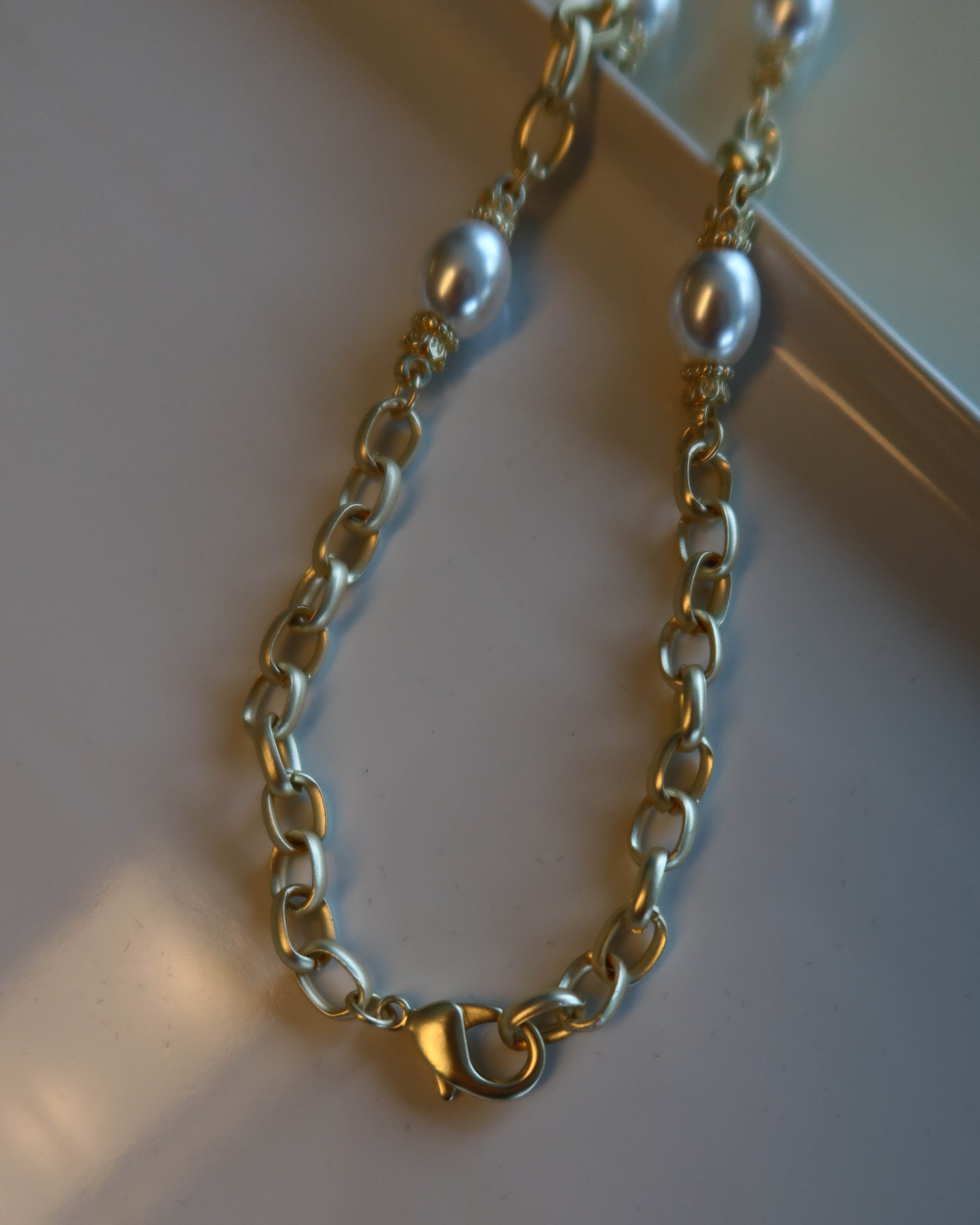 Matte Pearl Station Necklace