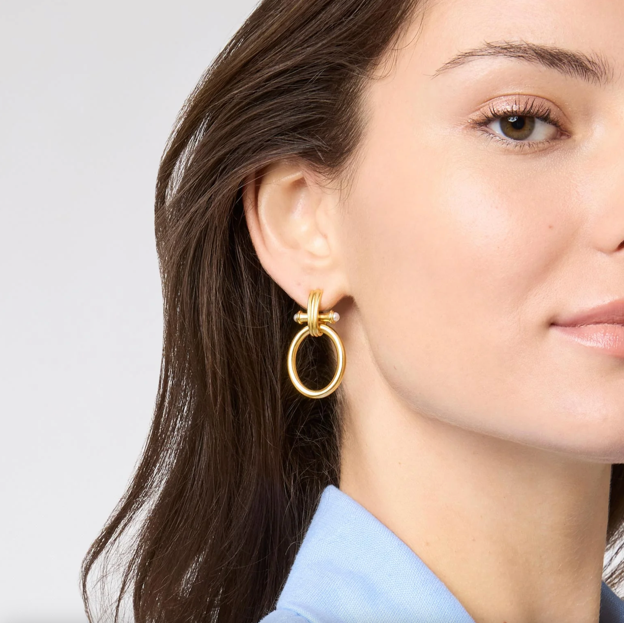 Julie Vos Bamboo Doorknocker Earring Pearl