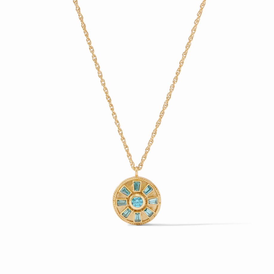 Julie Vos Aurora Solitaire Necklace Bahamian Blue
