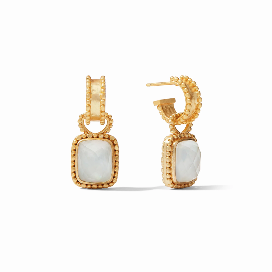 Julie Vos Marbella Hoop & Charm Earring Gold Iridescent Clear Crystal