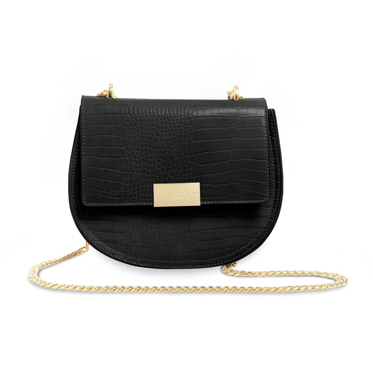 Celine Faux Crocodile Saddle Bag