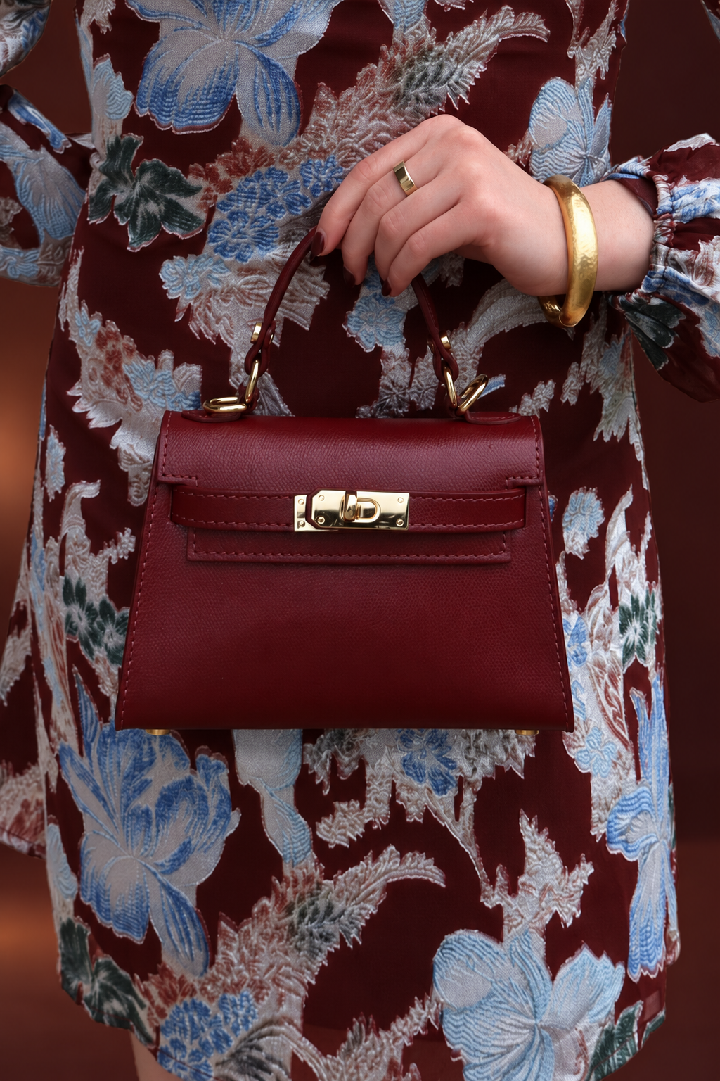 Mini Kallie Genuine Leather Bag in Bordeaux
