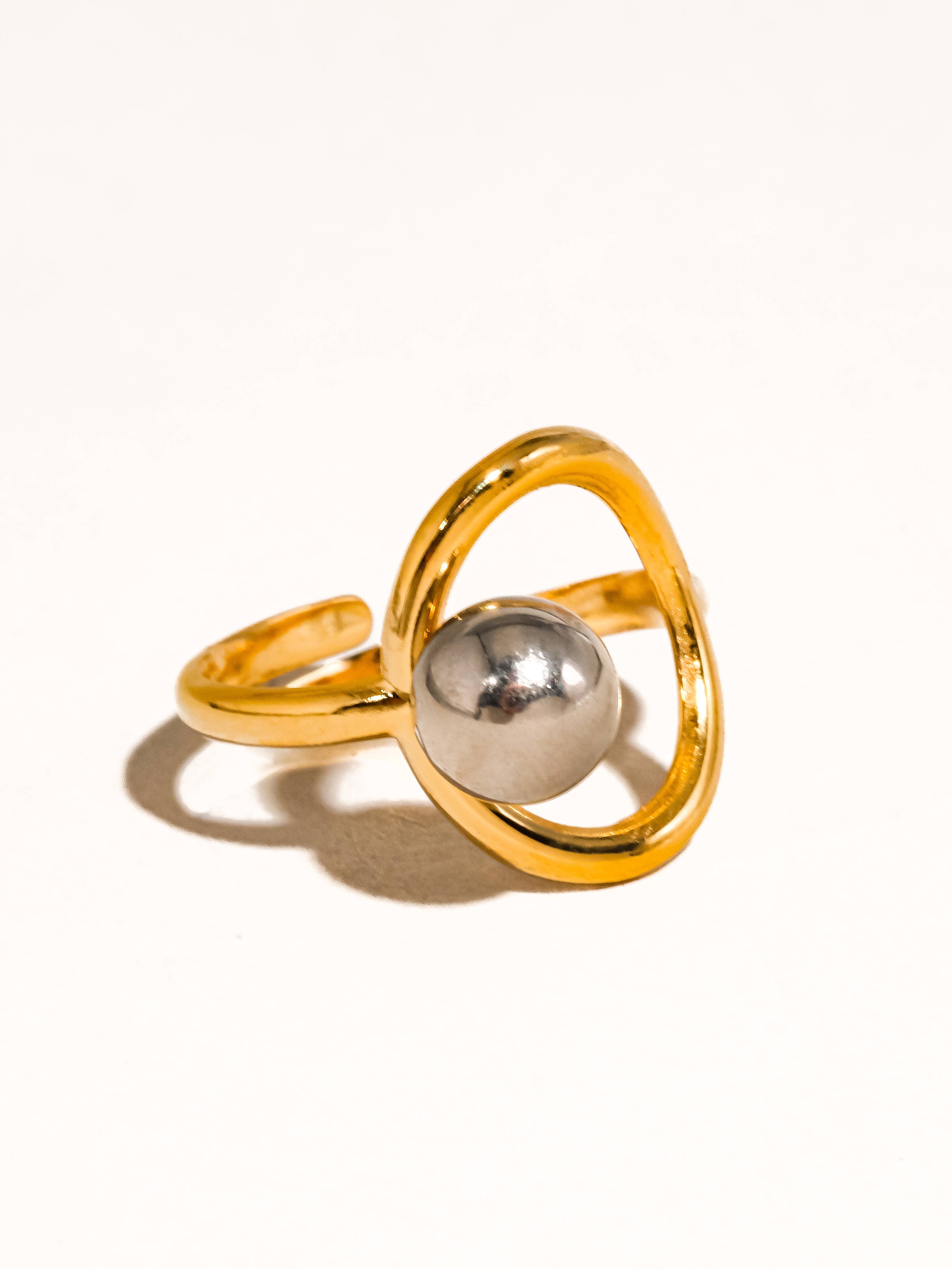 Bianca Two Tone Round Ring - Size 7