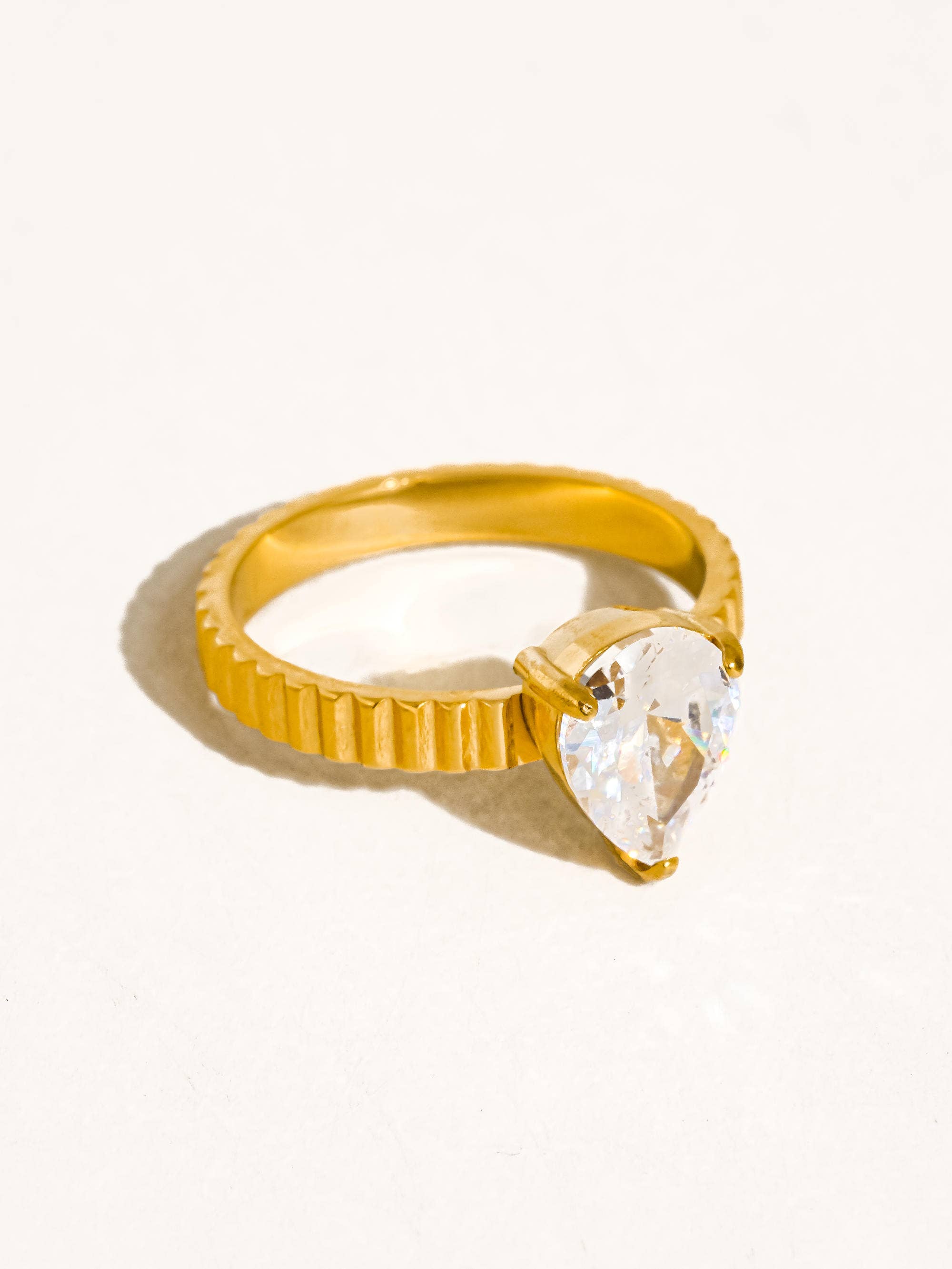 Thea Statement Pear Stone Ring - Size 7