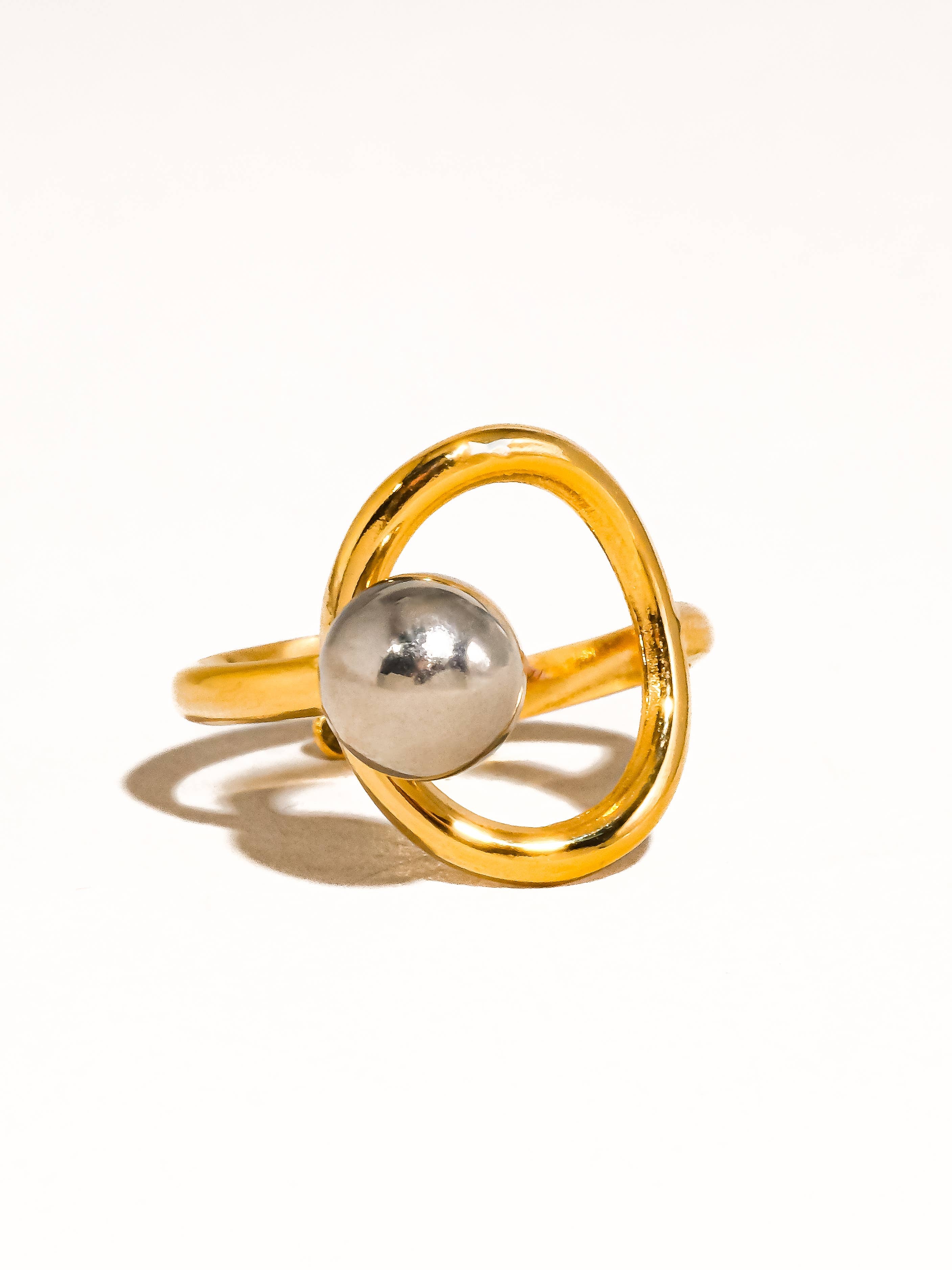 Bianca Two Tone Round Ring - Size 7