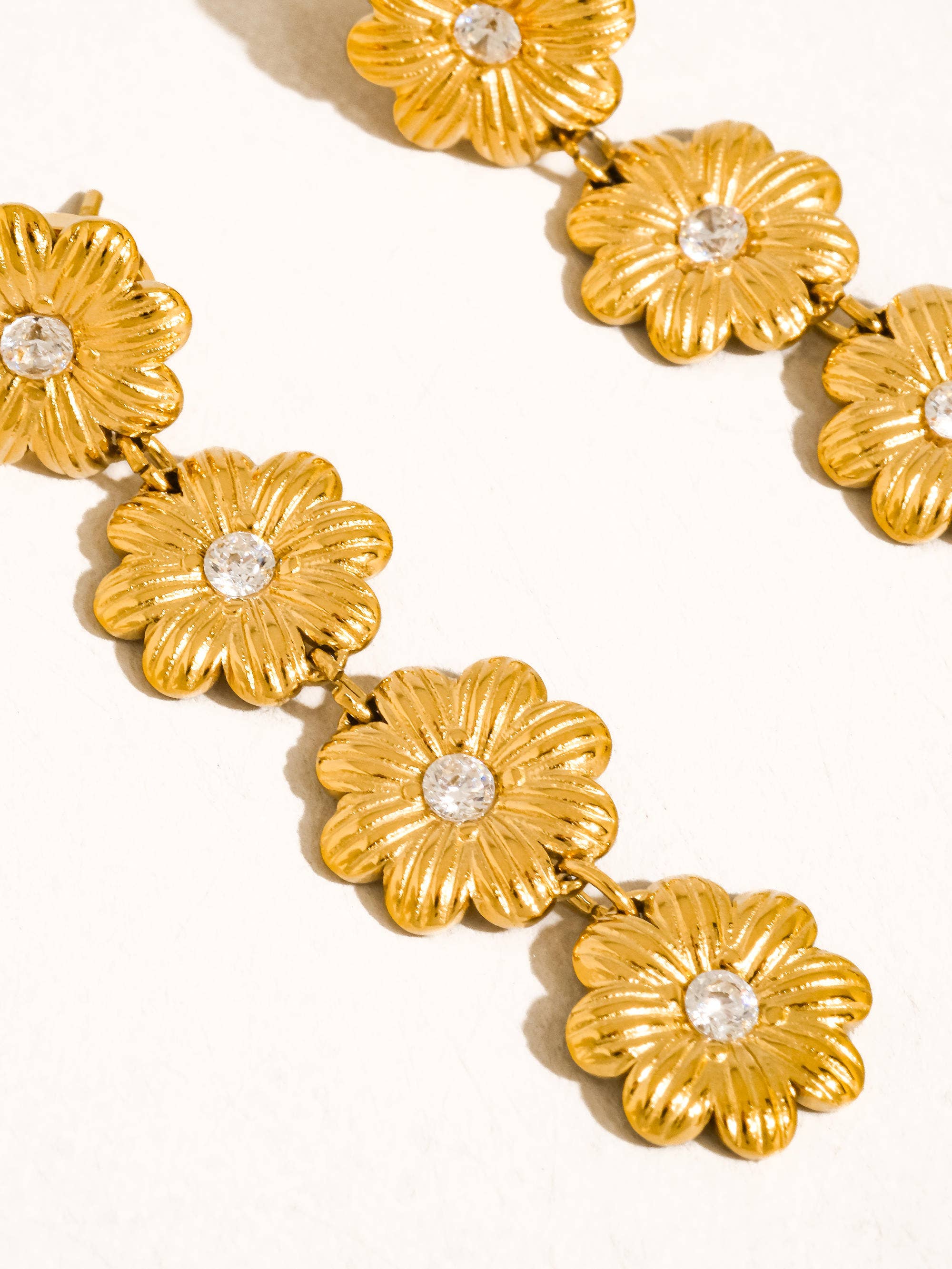 Bloom Drop Earrings with CZ Accents