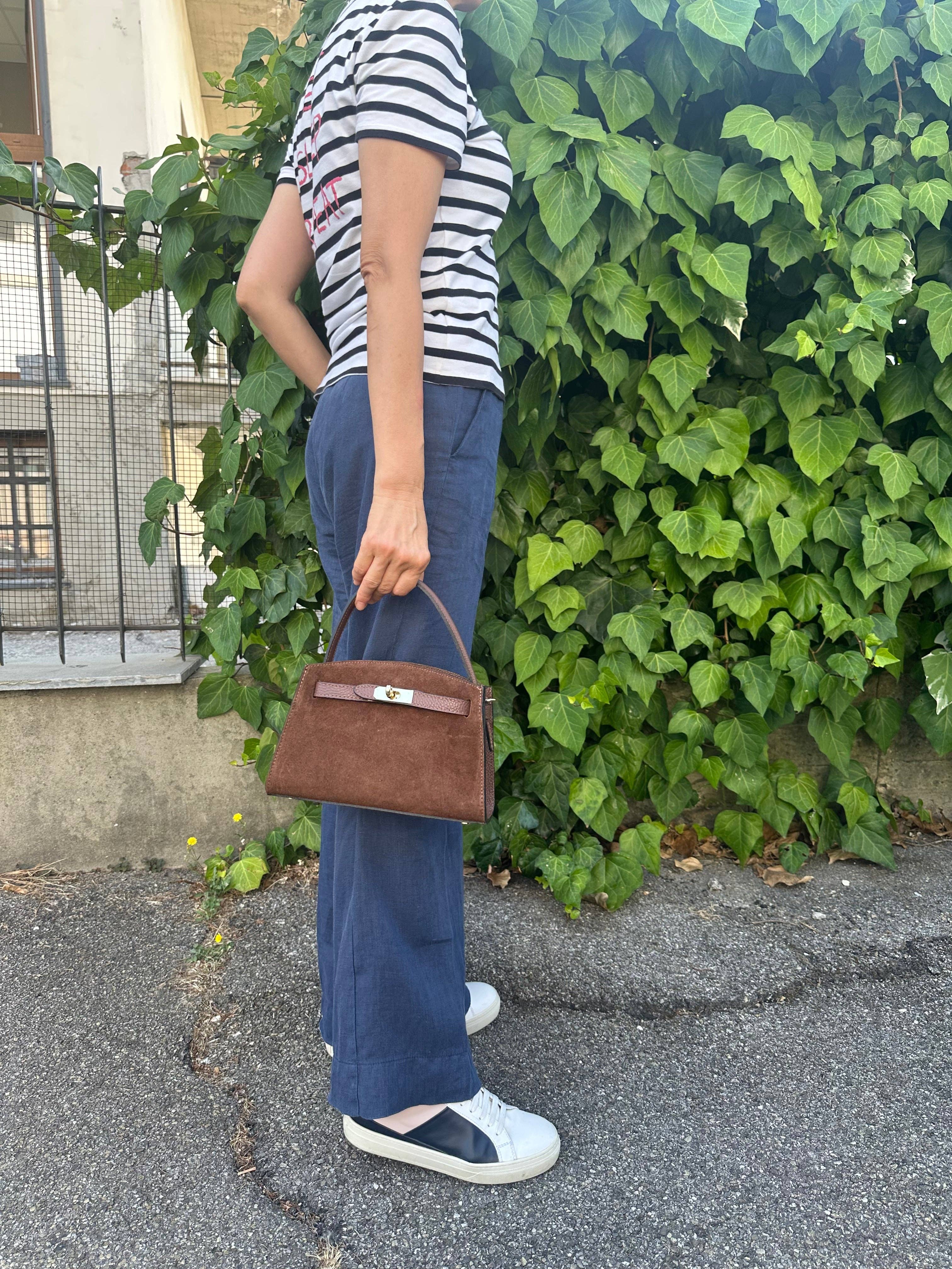 Léonie Small Handbag in Genuine Suede