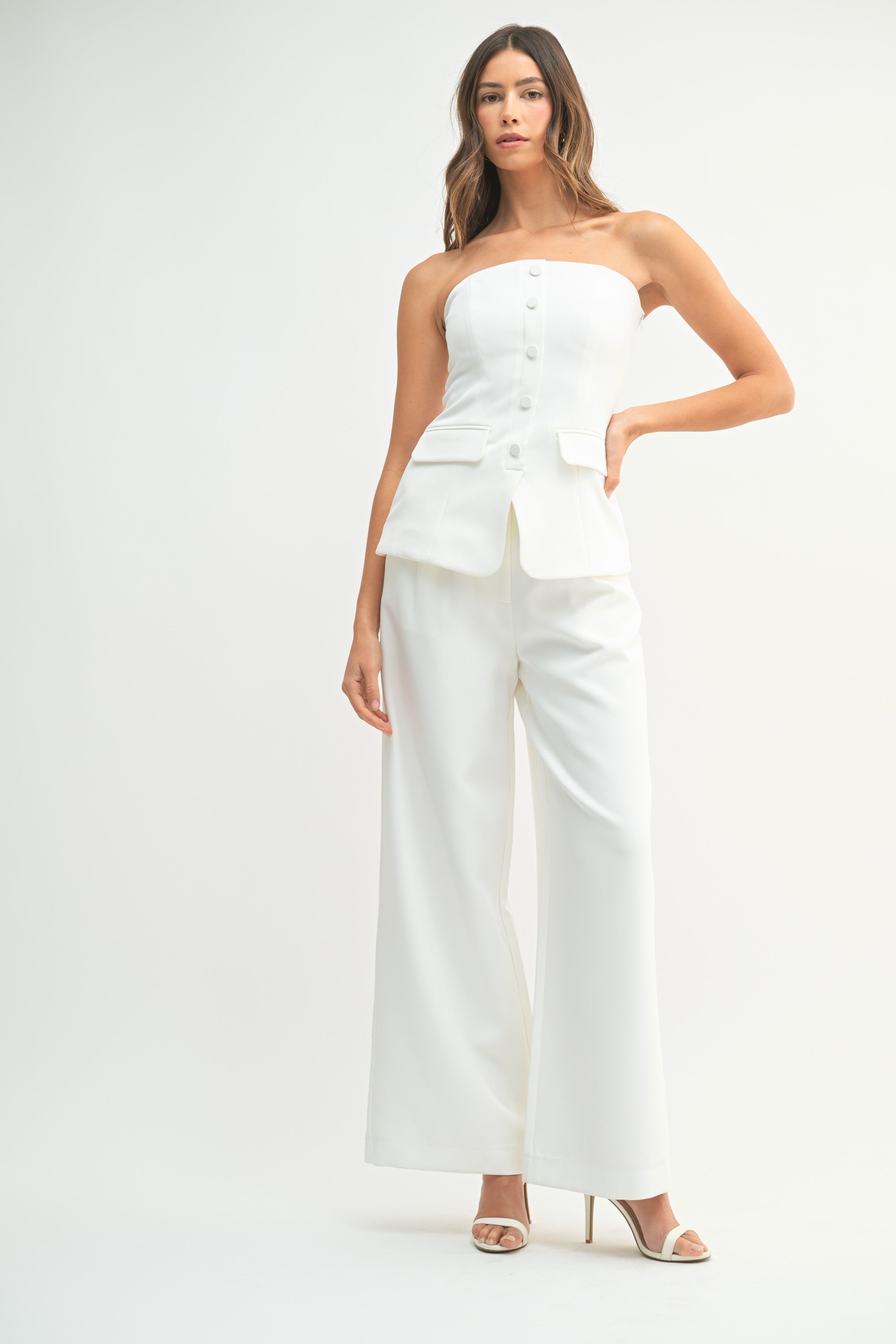 Marianne Button Front Strapless Top