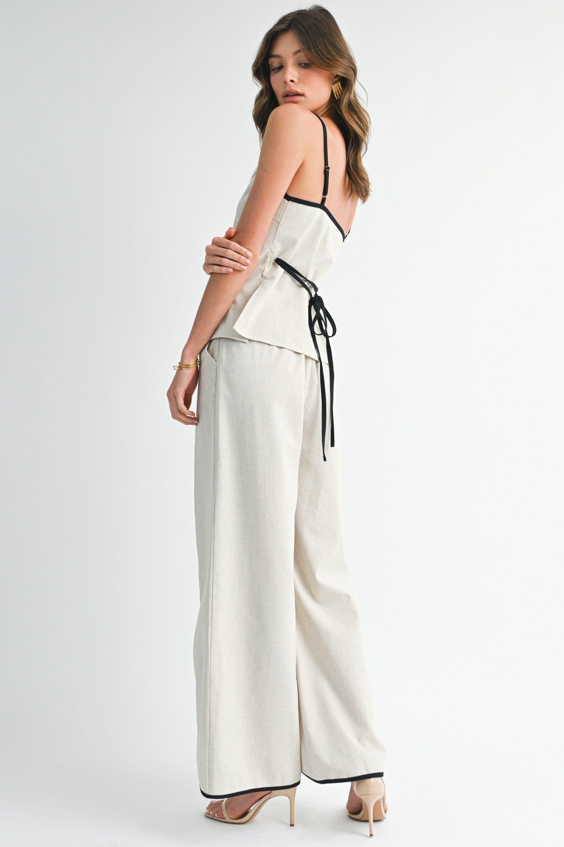 Corinne Contrast Linen Top