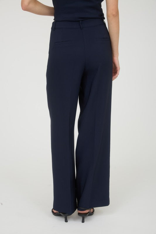 Maren Pleated Wide Leg Trousers in Navy