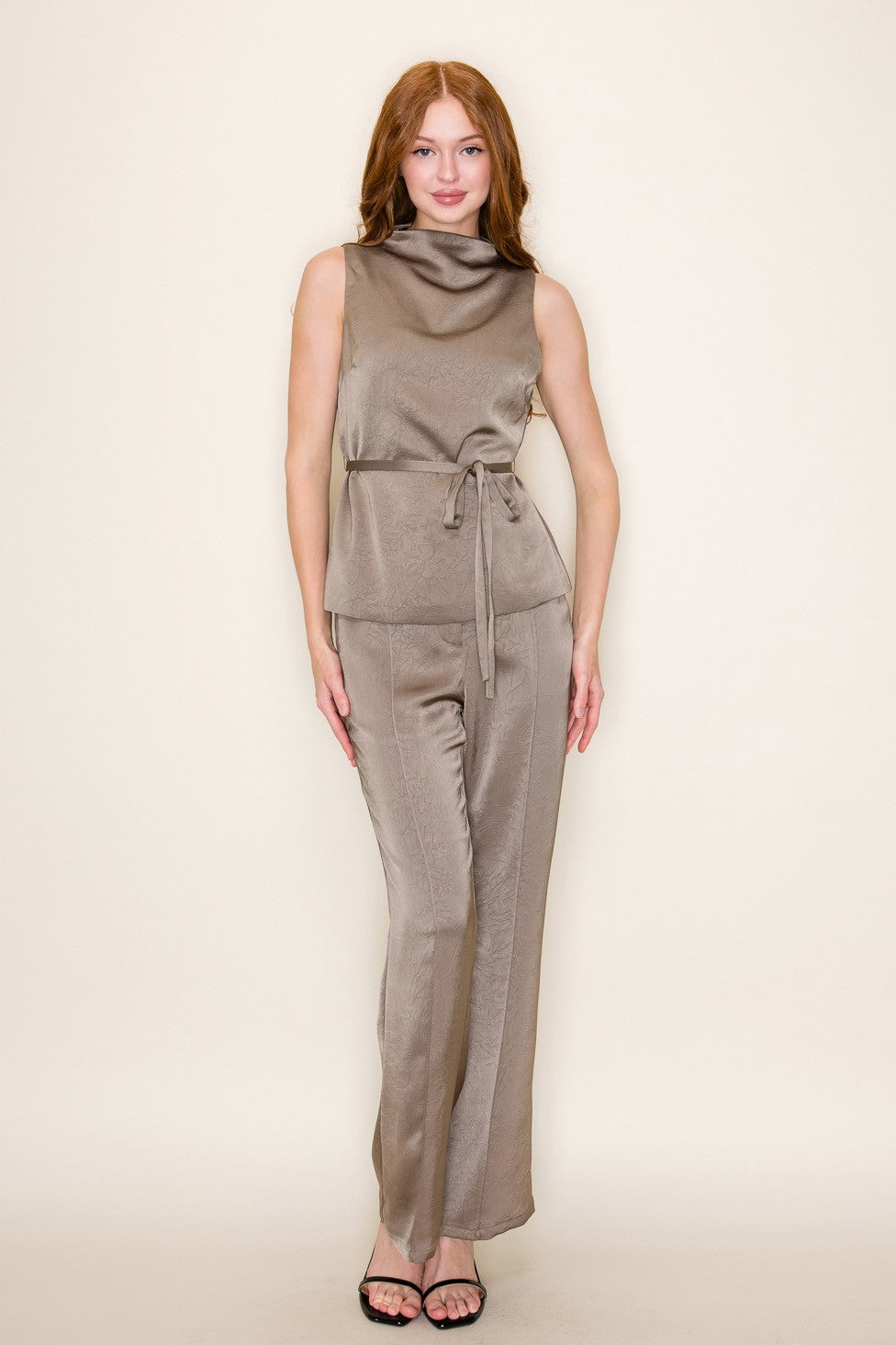 Alma Satin Waist Tie Top