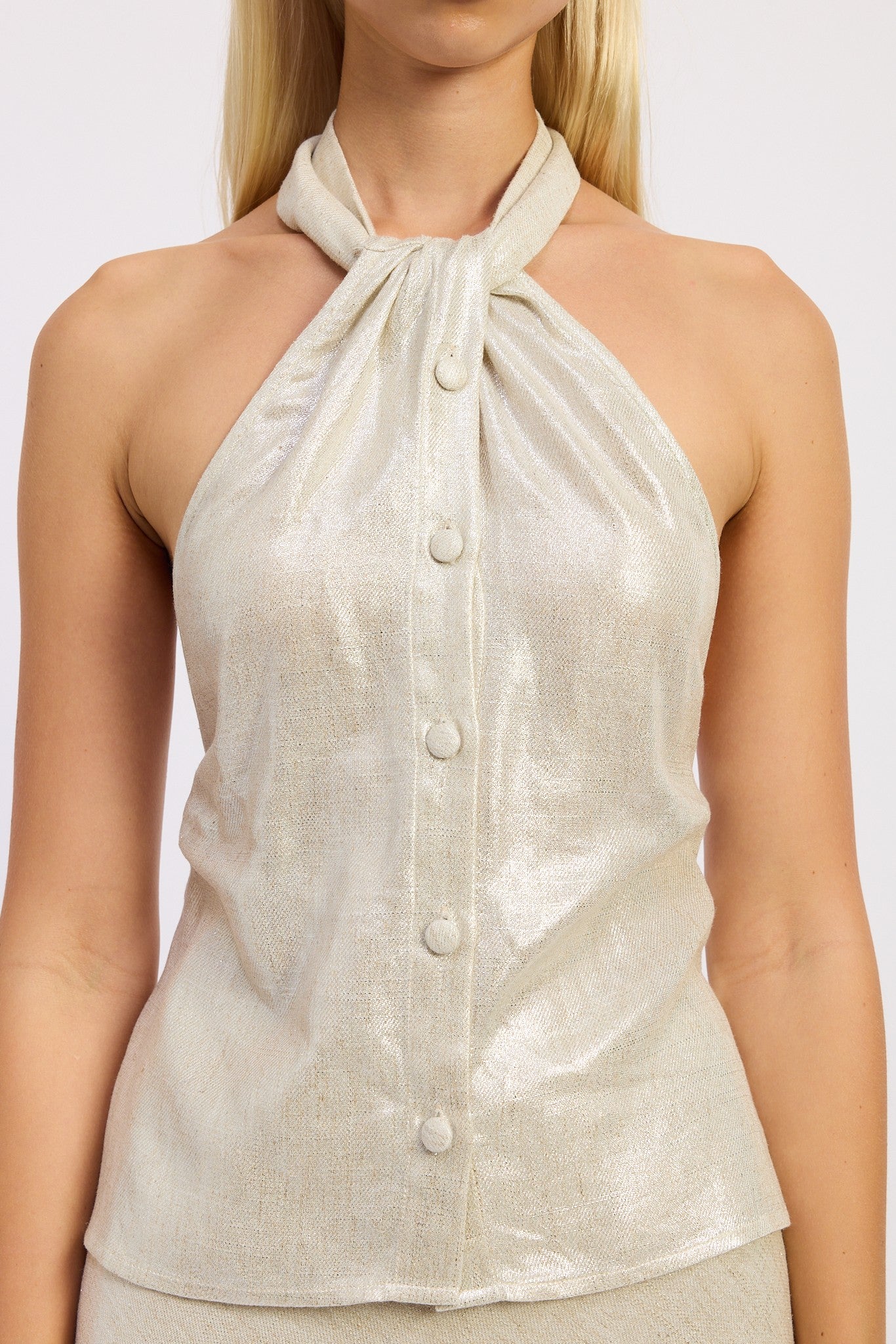 Lorelai Metallic Halter Top