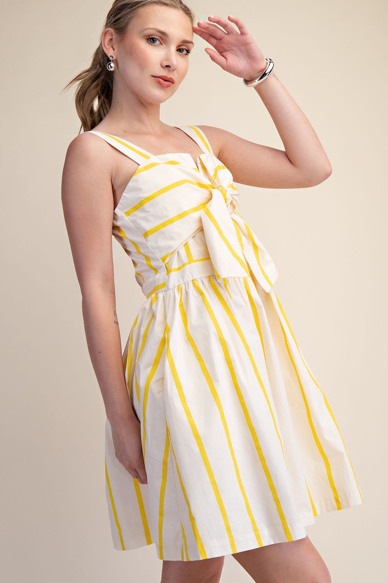 Leighton Striped Bow Front Mini Dress