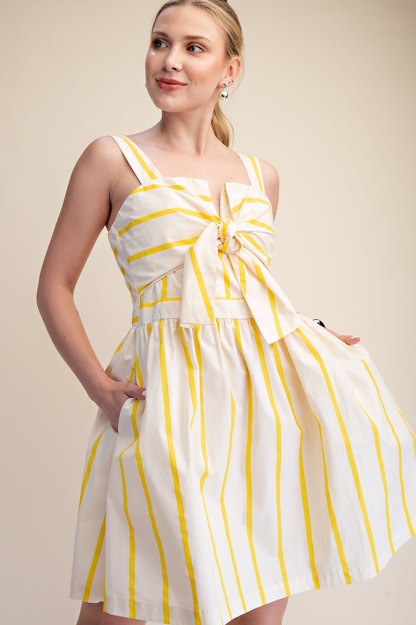 Leighton Striped Bow Front Mini Dress