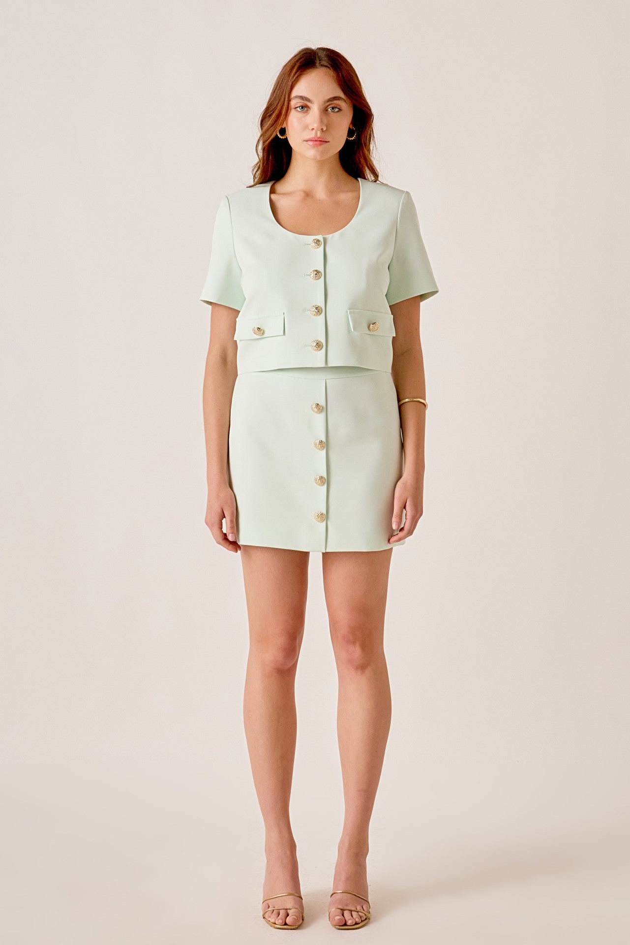 Astrid Gold Button Mini Skirt