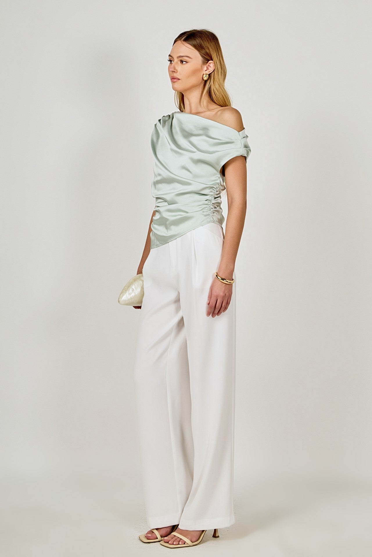 Arianna Satin Off Shoulder Top
