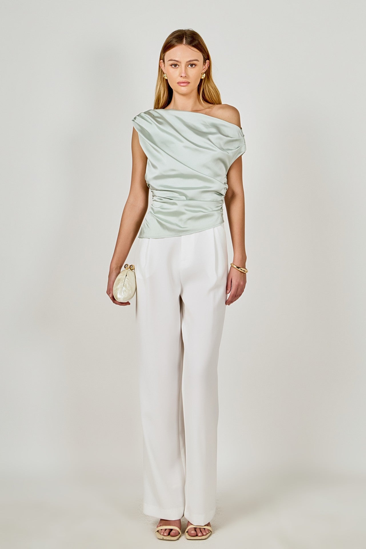Arianna Satin Off Shoulder Top
