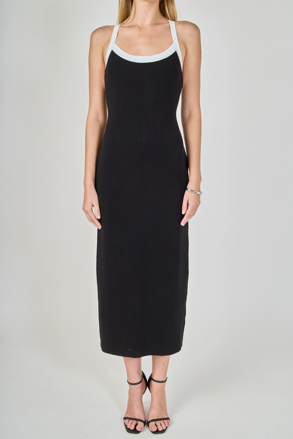 Khloe Bow Cross Back Knit Midi Dress
