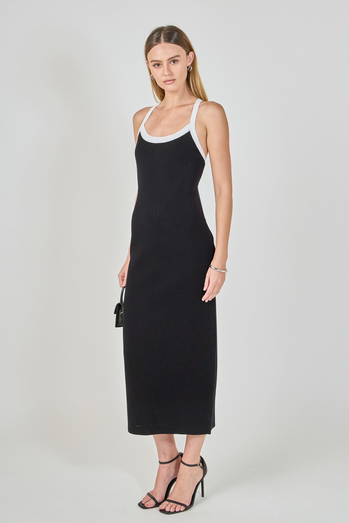 Khloe Bow Cross Back Knit Midi Dress