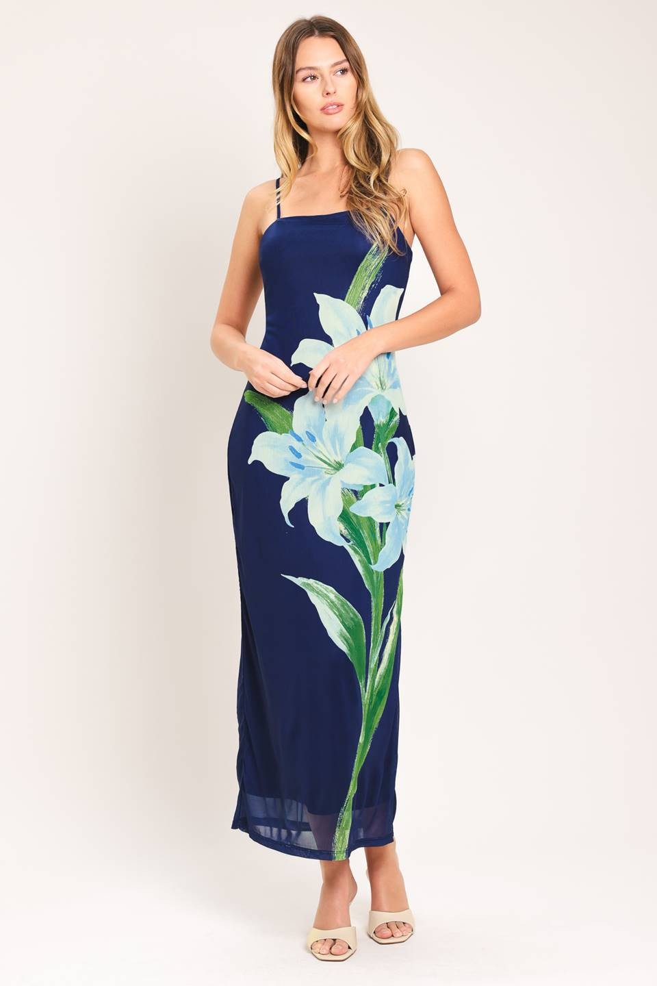 Kali Floral Mesh Midi Dress
