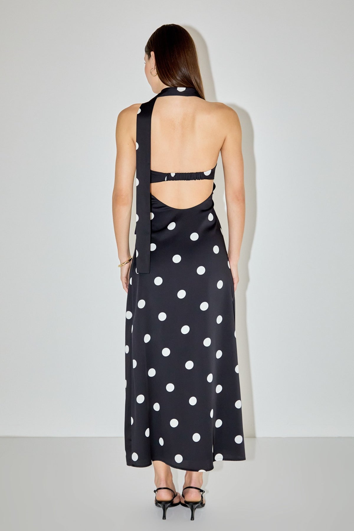 Nina Polka Dot Maxi Dress with Scarf