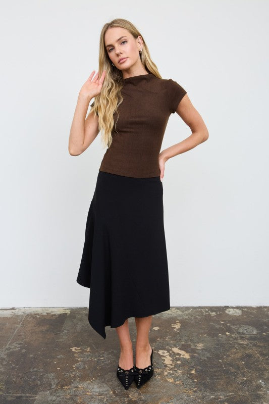 Piper Mock Neck Top in Brown