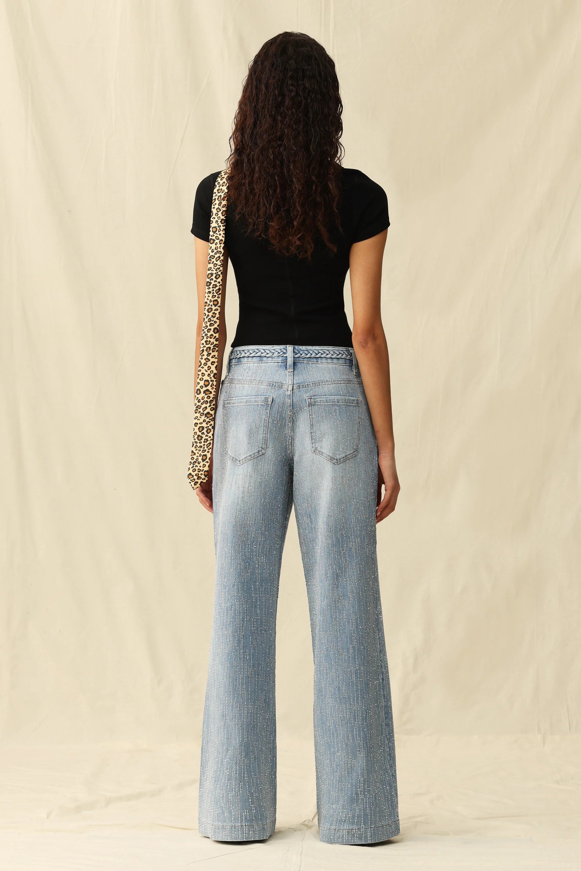 Amira Rhinestone Mid Rise Jeans