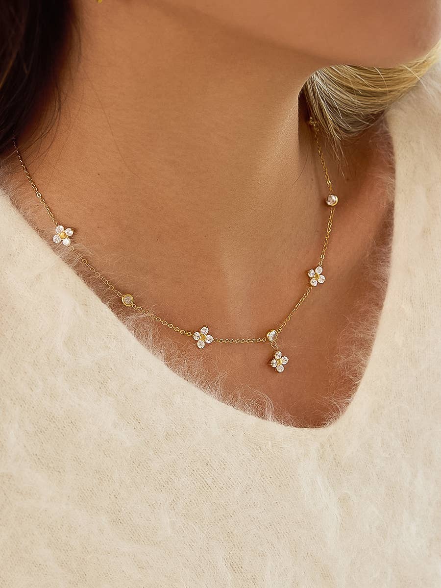 Hailey Floral CZ Necklace