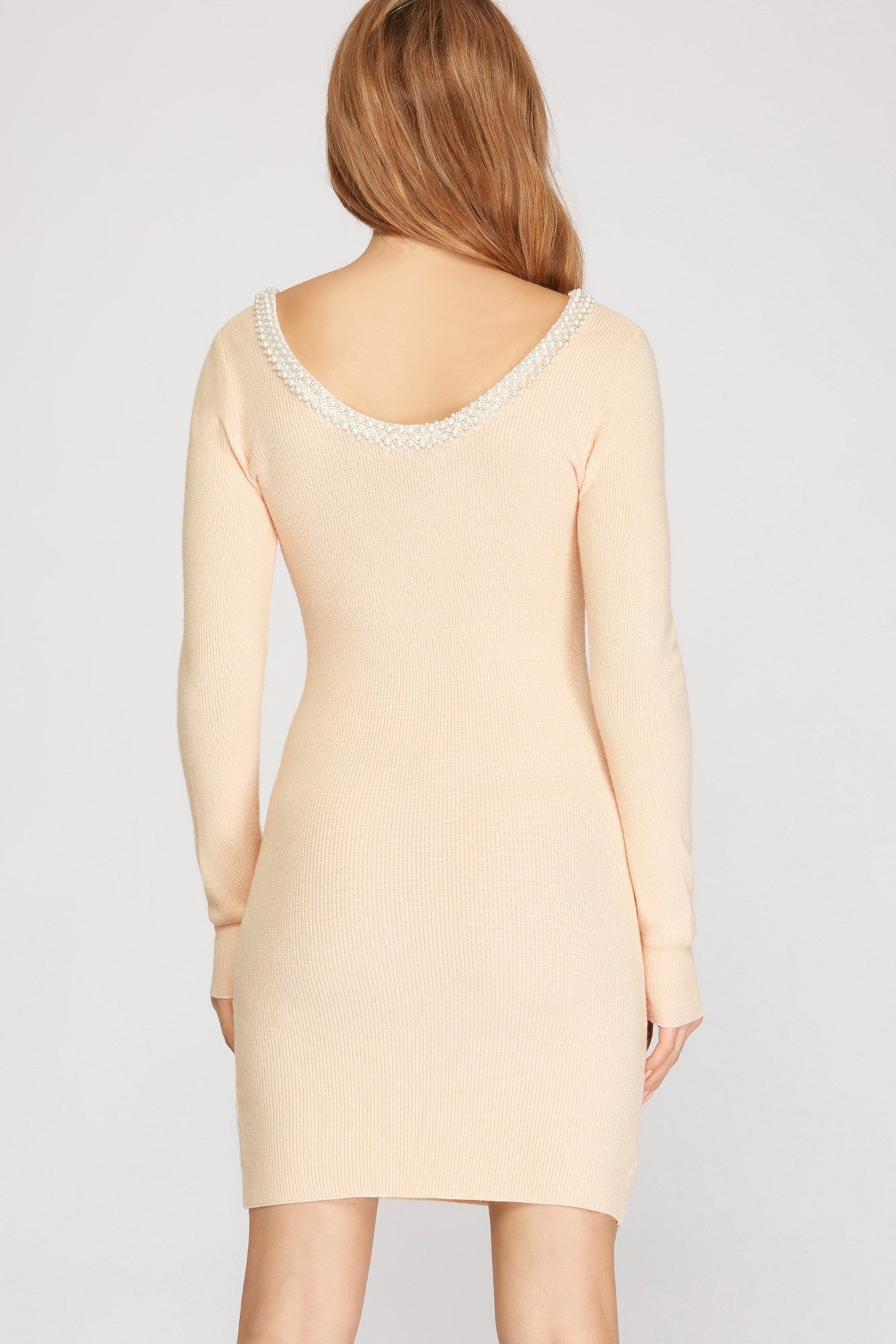Julianne Pearl Trim Sweater Dress