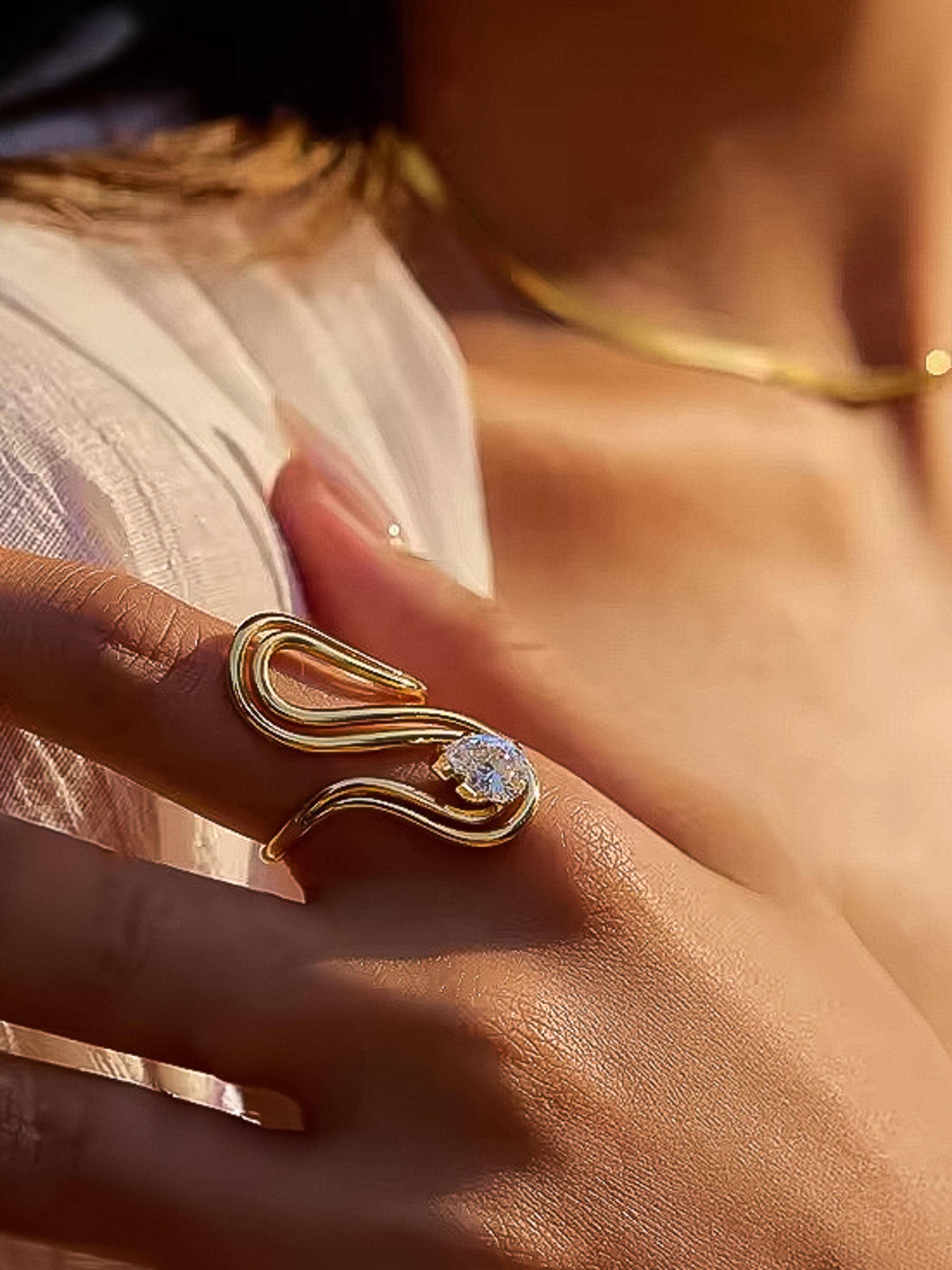 Esme Abstract Oval CZ Ring