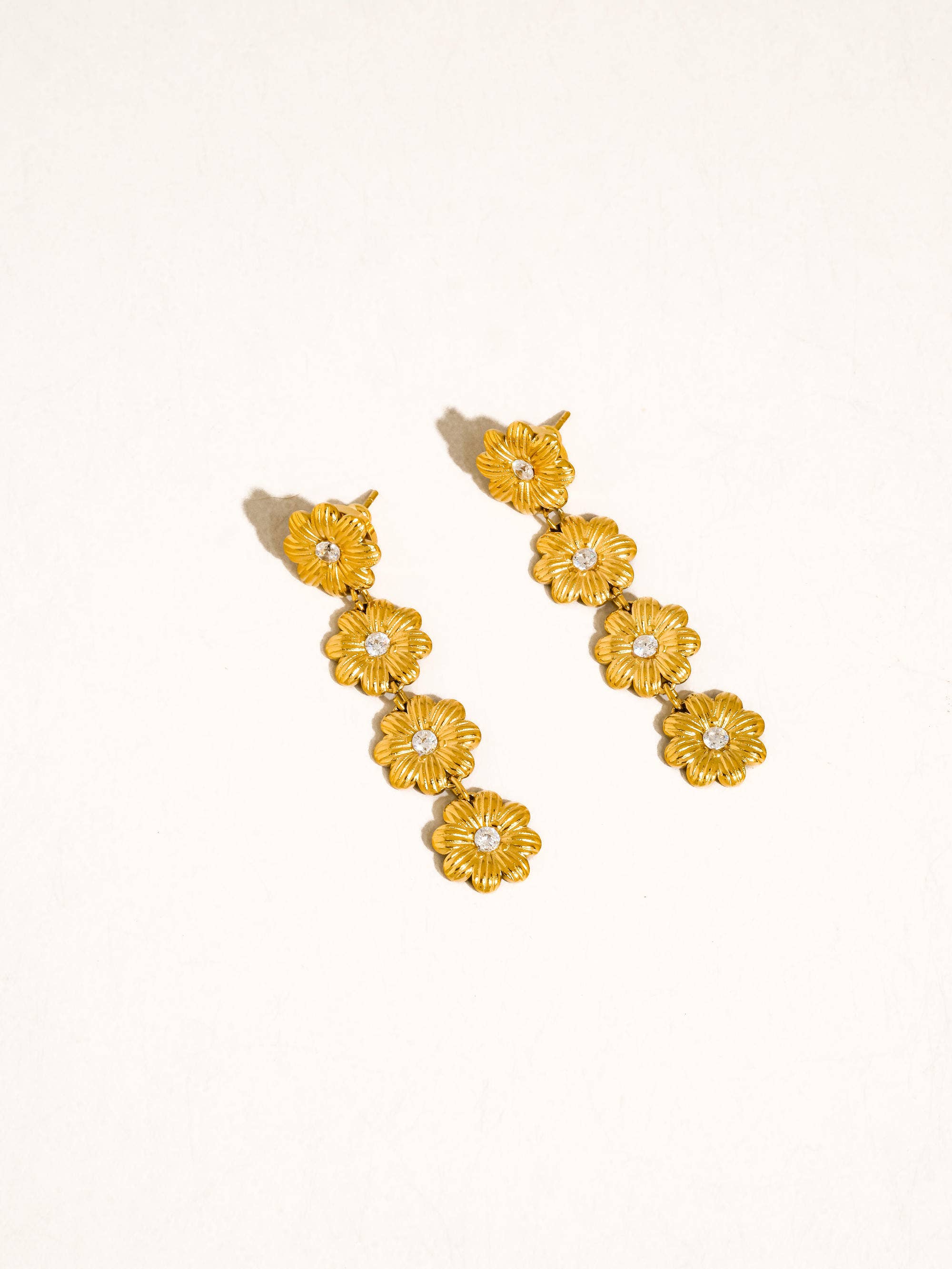 Bloom Drop Earrings with CZ Accents