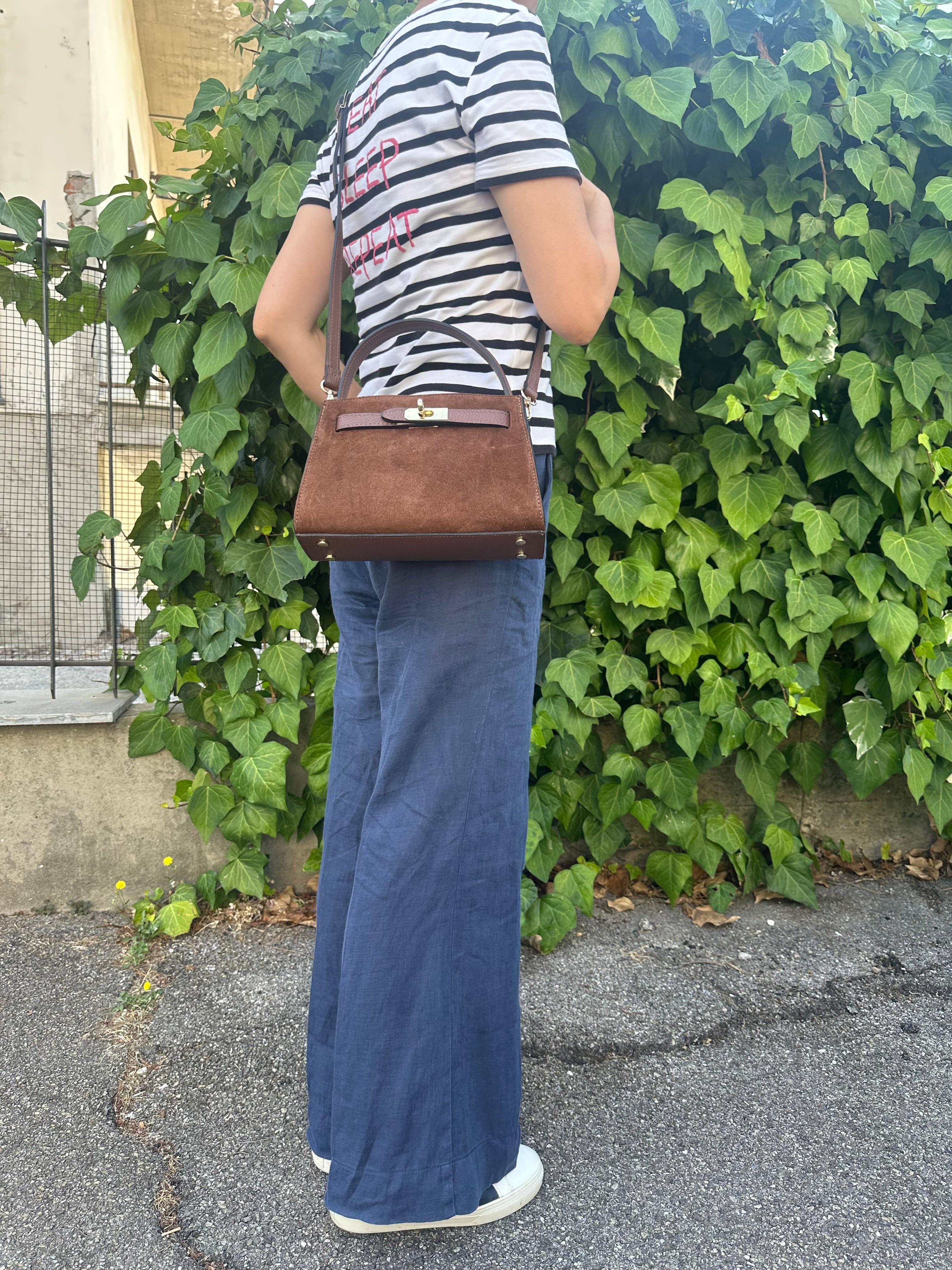 Léonie Small Handbag in Genuine Suede