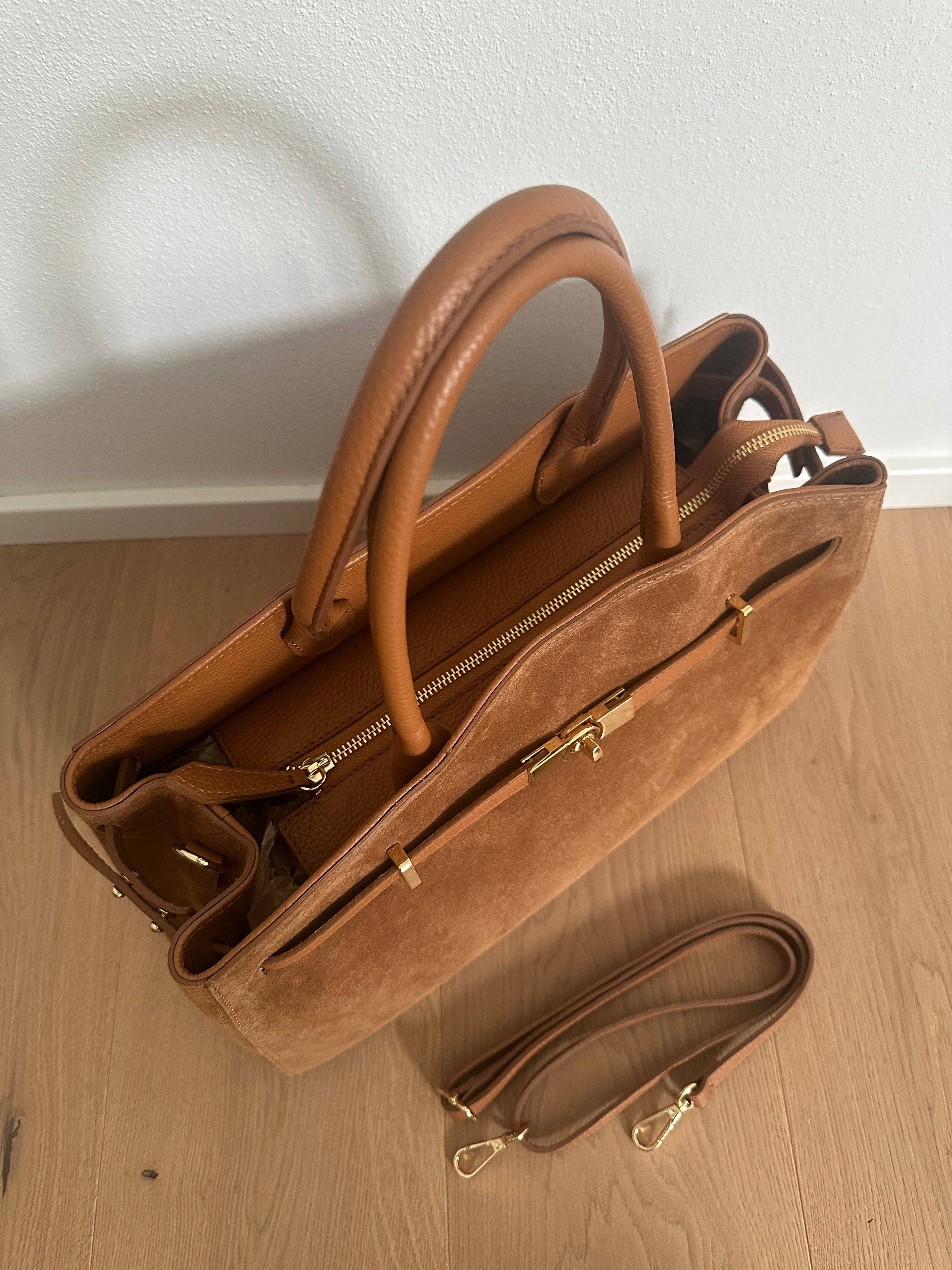 Léonie Large Handbag in Genuine Suede