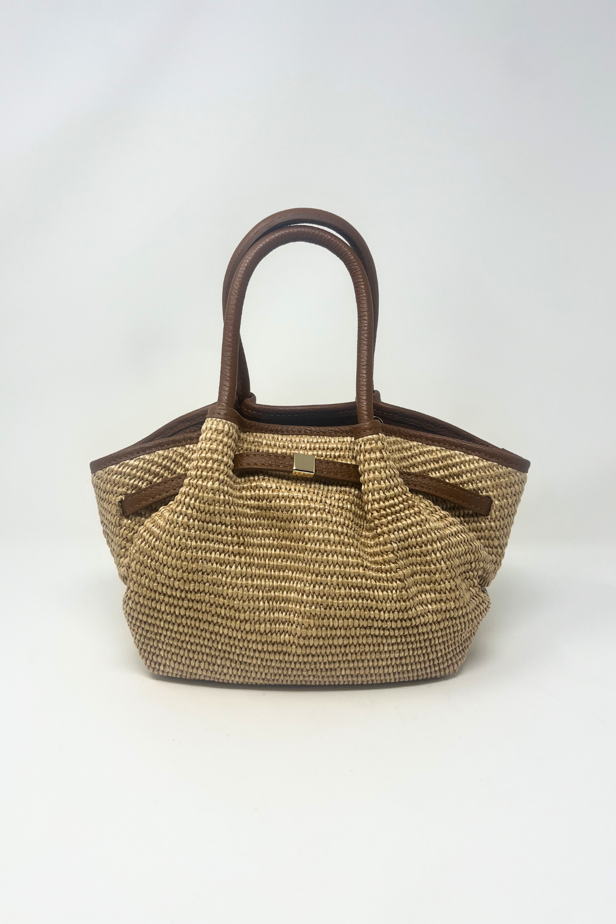 Nayeli Raffia and Genuine Leather Bag