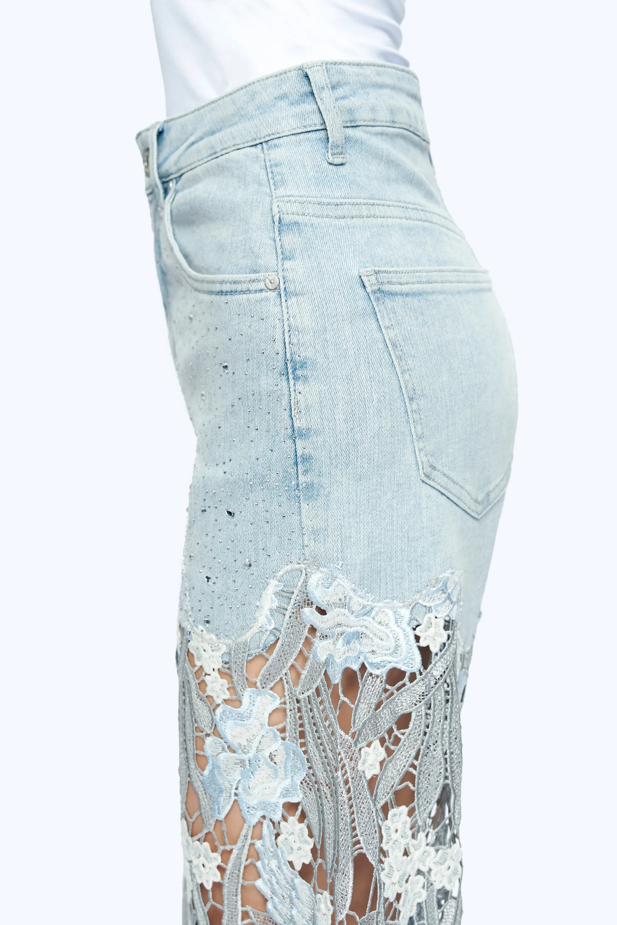 Lydia Embroidered Lace & Rhinestone Jeans
