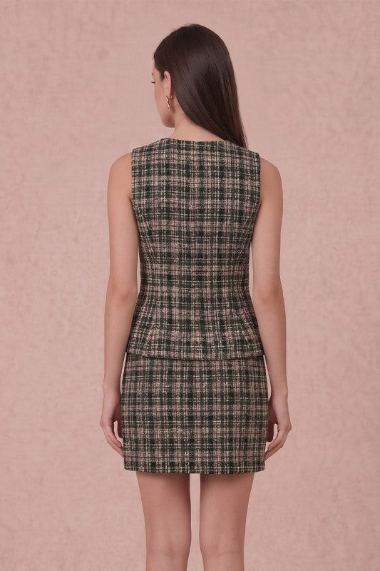 Ella Gold Button Tweed Vest
